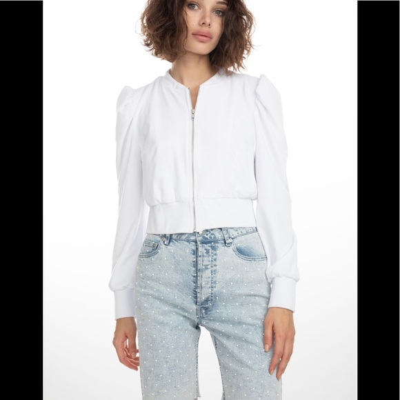 Generation Love Blair Velour Bomber White Large NEW NWT Reg $195 - Picture 1 of 2